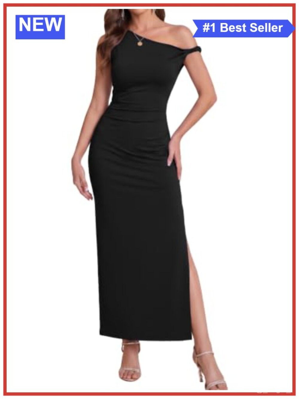 One Shoulder Ruched Bodycon Maxi Dress Polyester Spandex